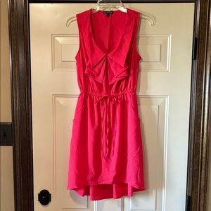 Small BeBop Coral Sleeveless Ruffle V-Neck High-Low Dress